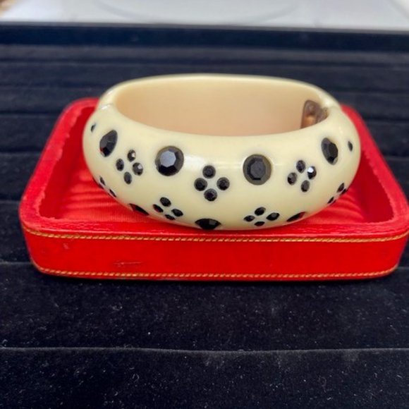 VTG WEISS Rhinestone Thermoset Hinged BRACELET - Picture 3 of 9